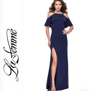 NWT La Femme 2556 Cold Shoulder Gown